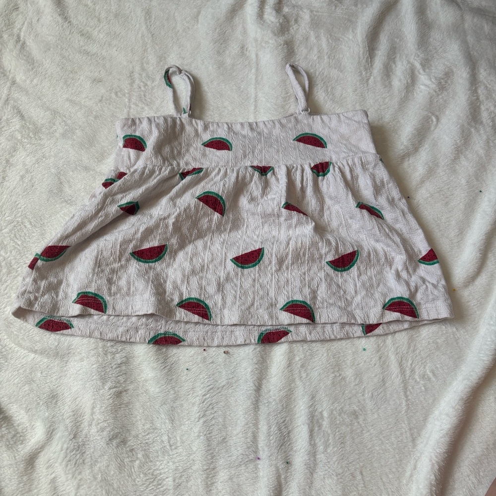 Old Navy White Tank Top with Pink and Green Watermelon Print